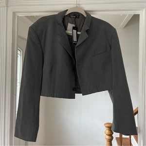 Nasty Gal Vintage In Business Cropped Blazer Charcoal S/M NWT
